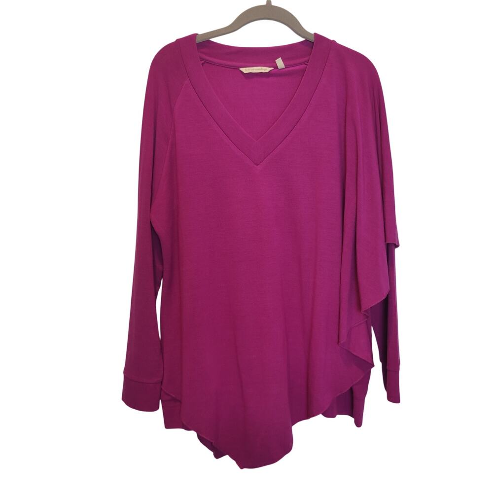 Soft Surroundings Women's Sz PL Purple Layered Look Sweater Handkerchief Hem